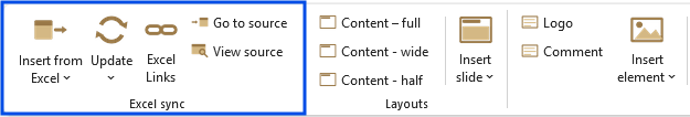 PowerPoint Navifia Excel sync ribbon