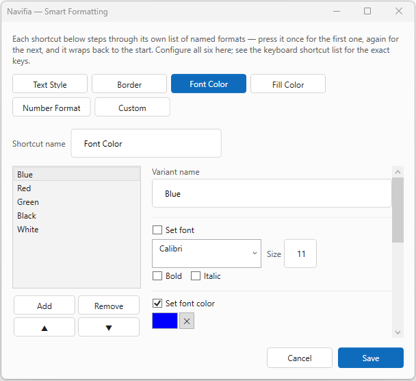 Smart Formatting dialog